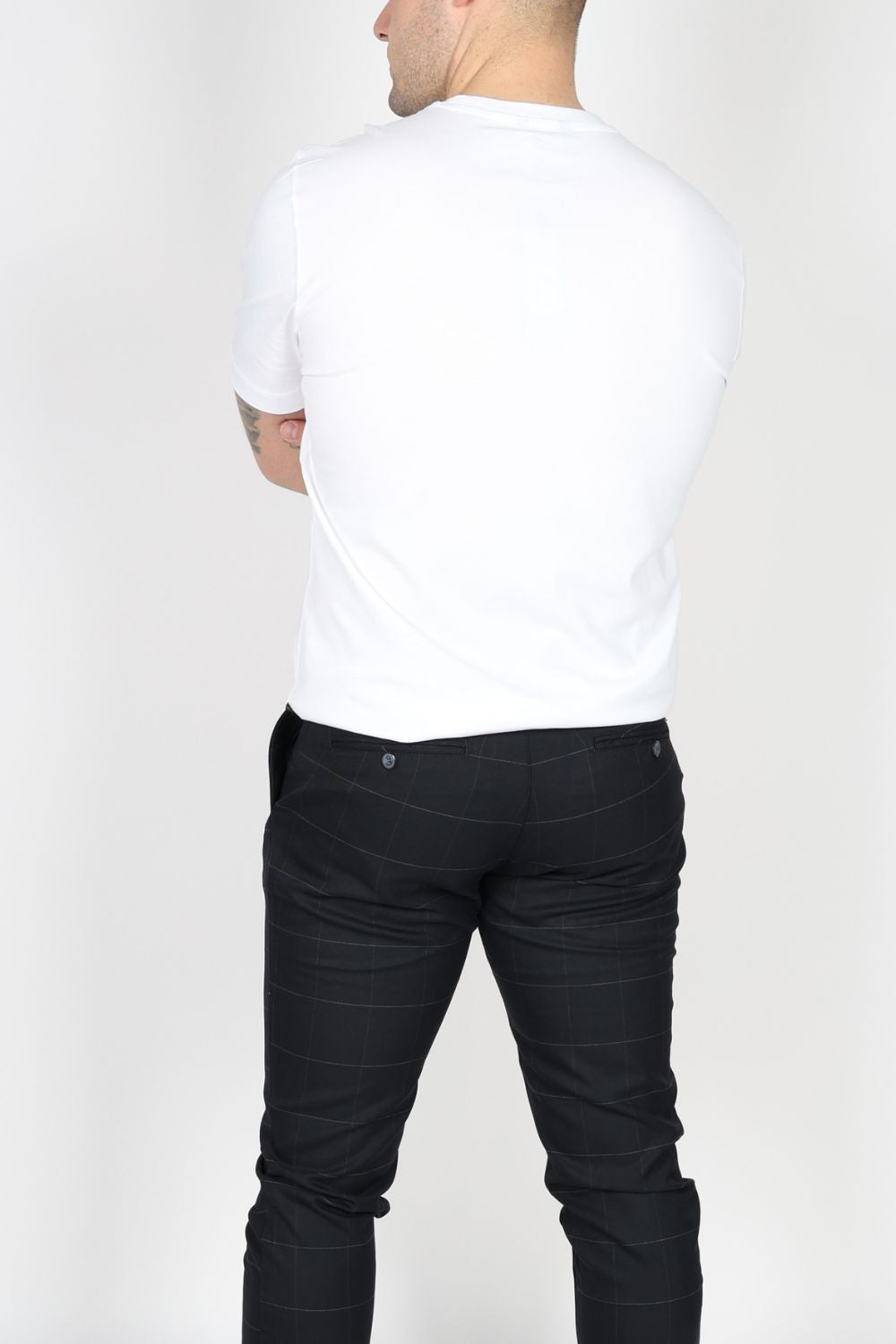 Men's T-Shirt, White, Black, Green & Dark Blue