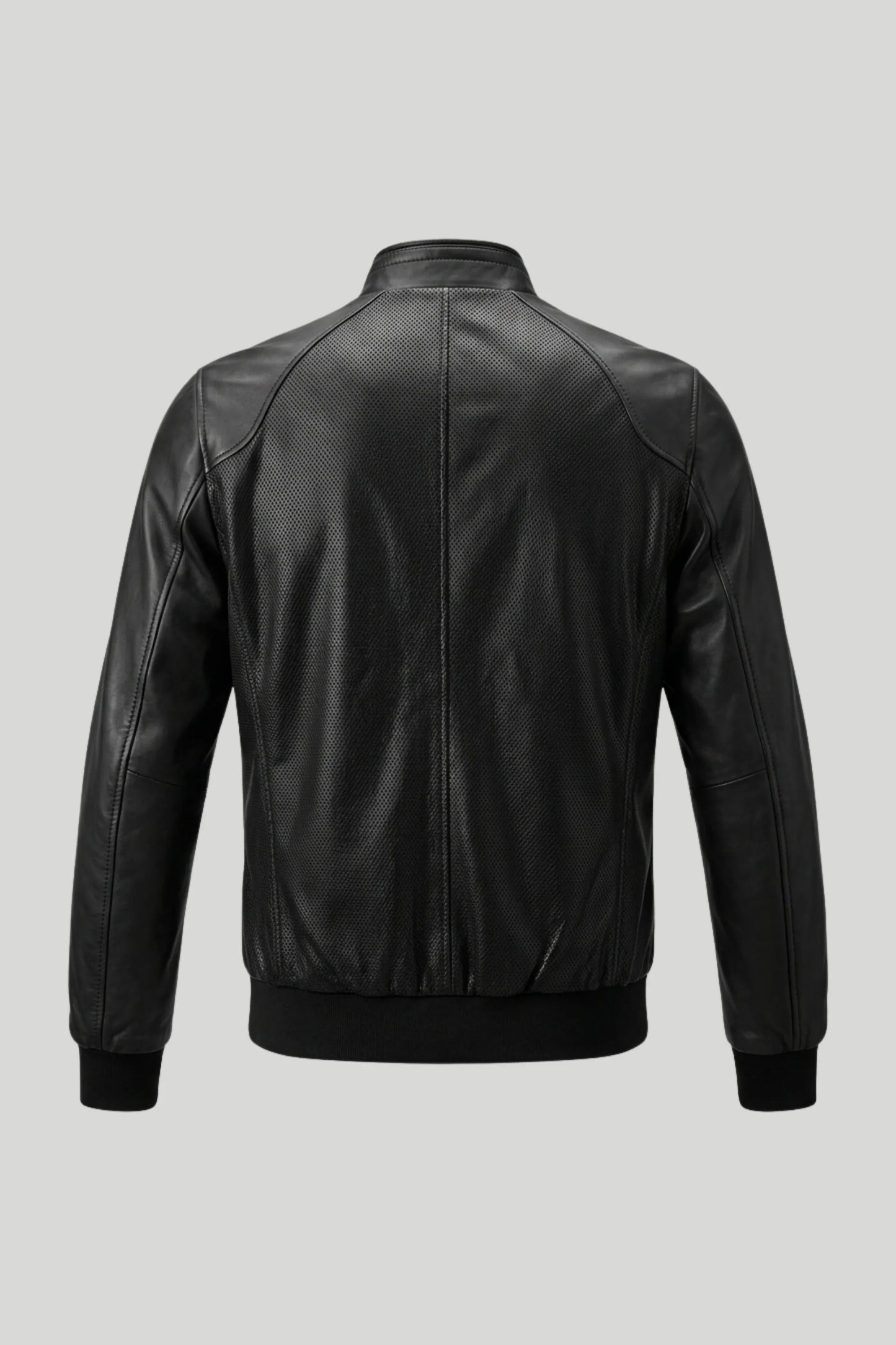 Men's Leather Jacket "Michael" made of genuine leather with laser print, black — sizes XS-2XL