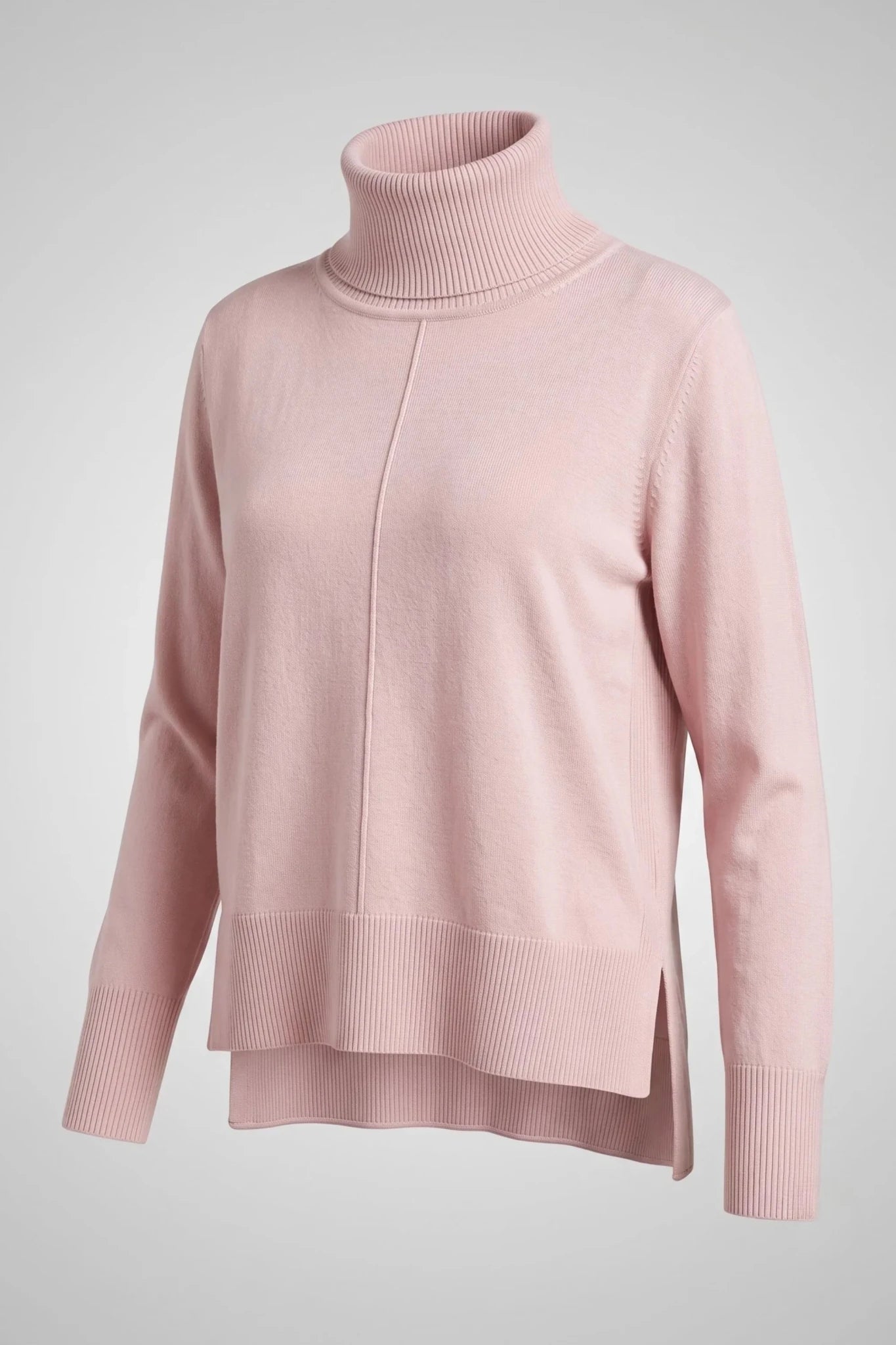 Дамска плетена поло блуза в розов цвят минималистична Roberto&Co Roberto Fashion Store Sweater FLC2307KNIBLSPNK-50/52 50/52