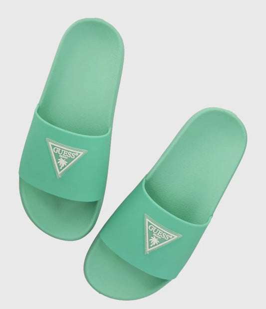 Women's Slippers, Green, Pink, White & Black