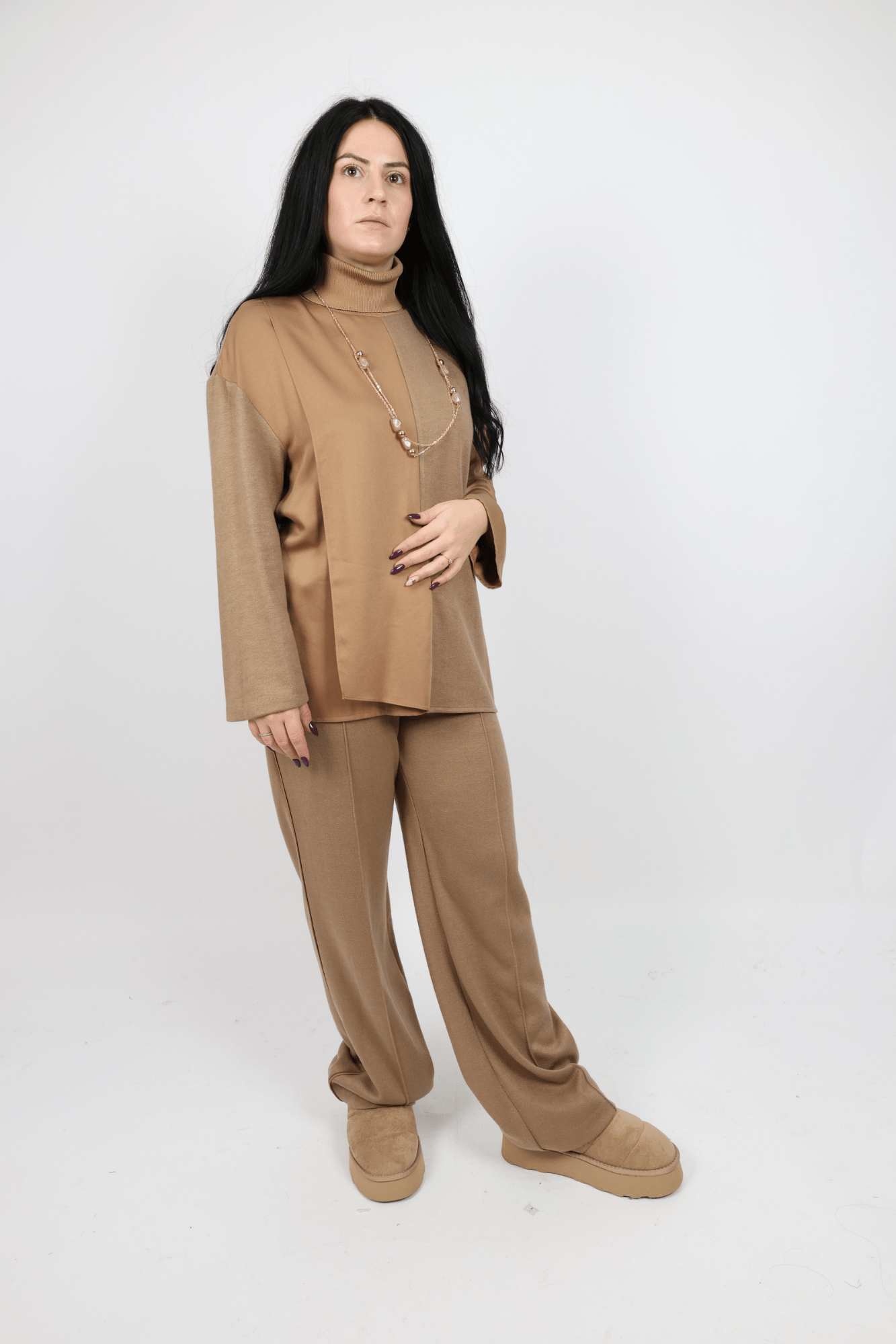Дамски Комплект от 2 части, Бежов Roberto Fashion Store Set BLROB316 36 EU Beige