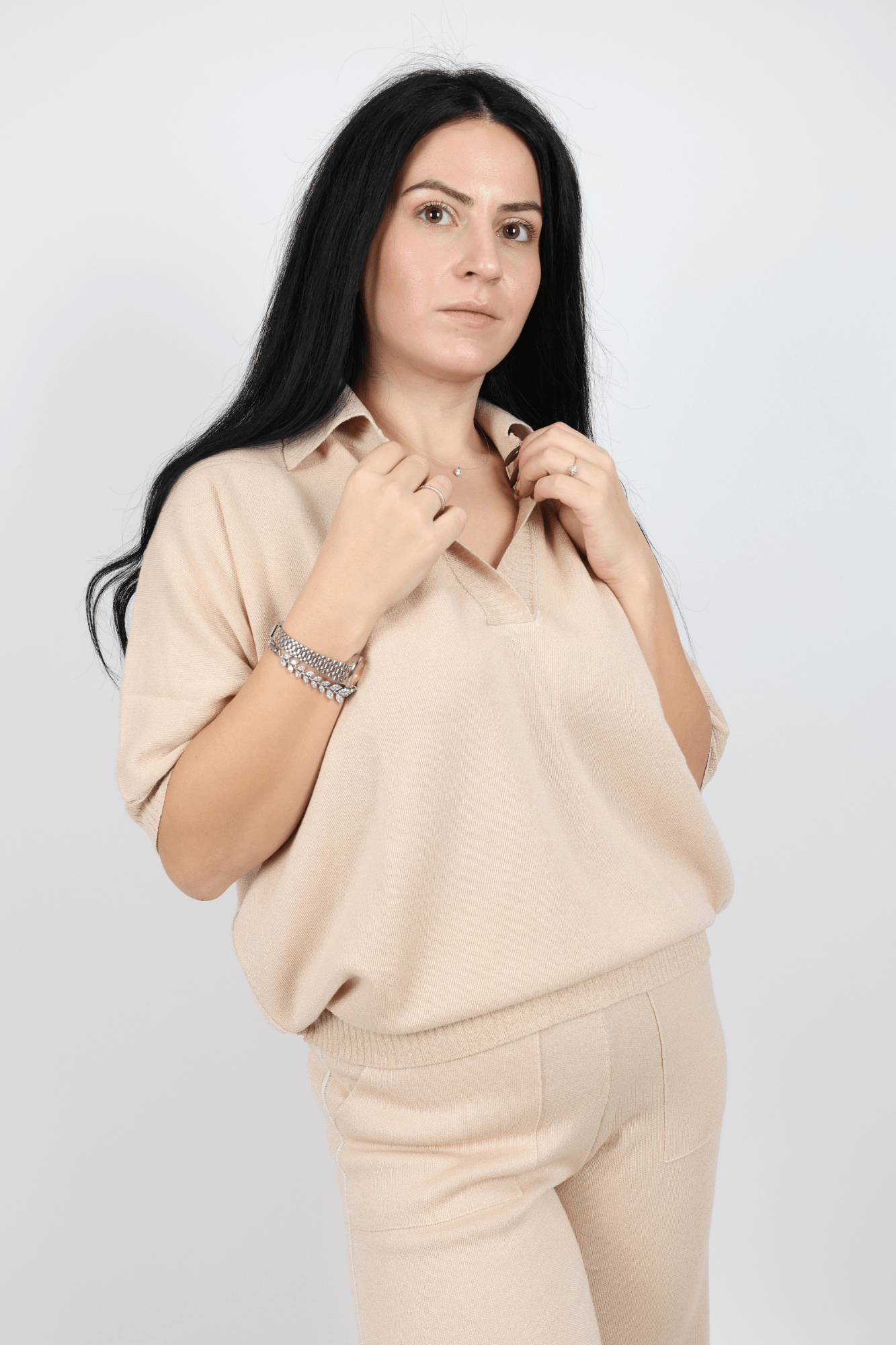 Дамски Комплект от 2 части, Бежов & Черен Roberto Fashion Store Set BLSERS123 S INTL Beige