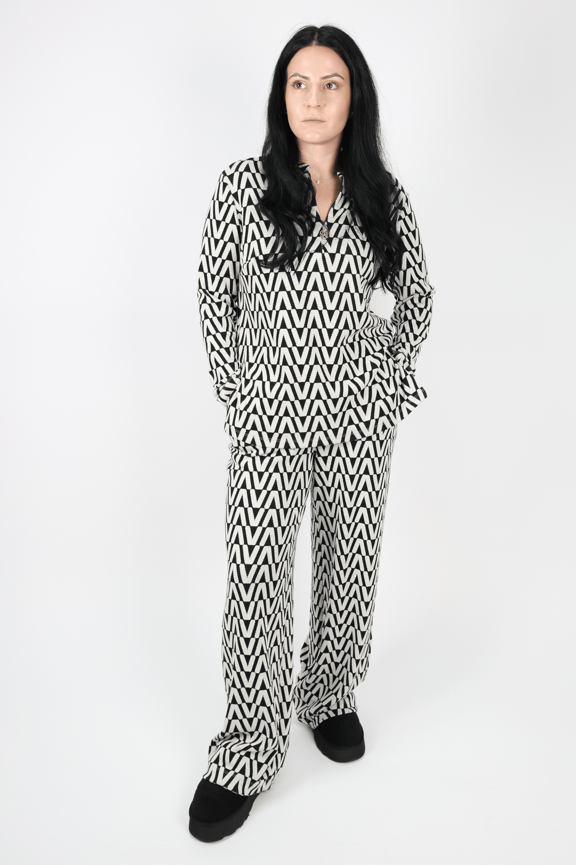 Дамски Комплект от 2 части, Черен, Червен & Син Roberto Fashion Store Set 0F2G4HL1 S INTL Black