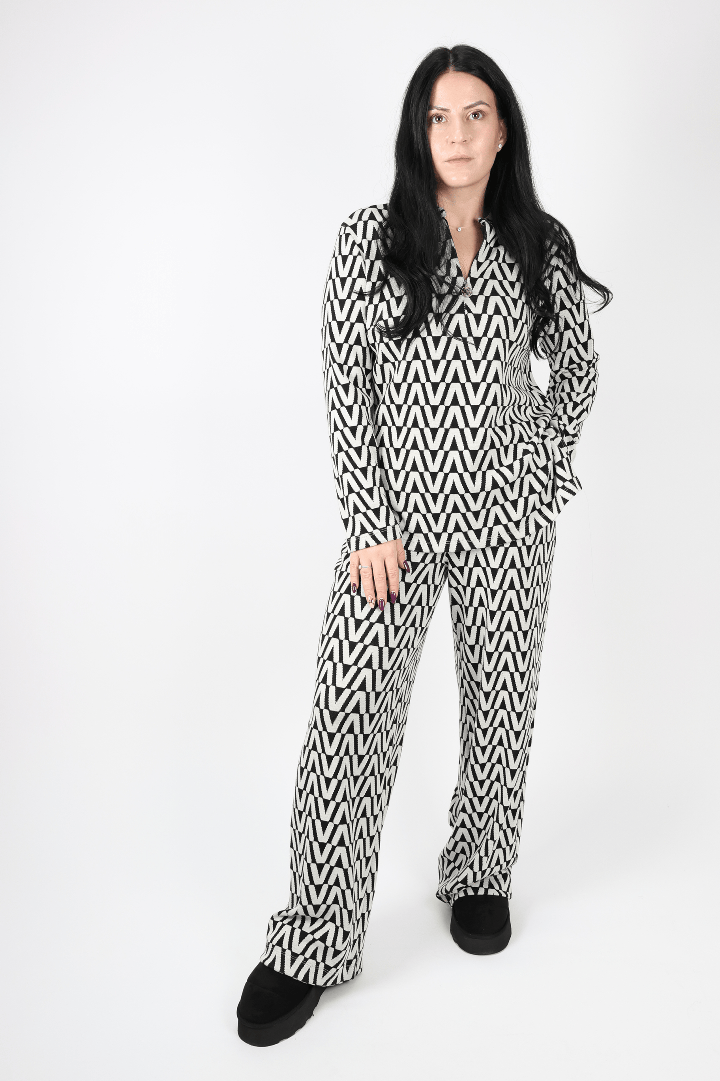 Дамски Комплект от 2 части, Черен, Червен & Син Roberto Fashion Store Set 0F2G4HL1 S INTL Black