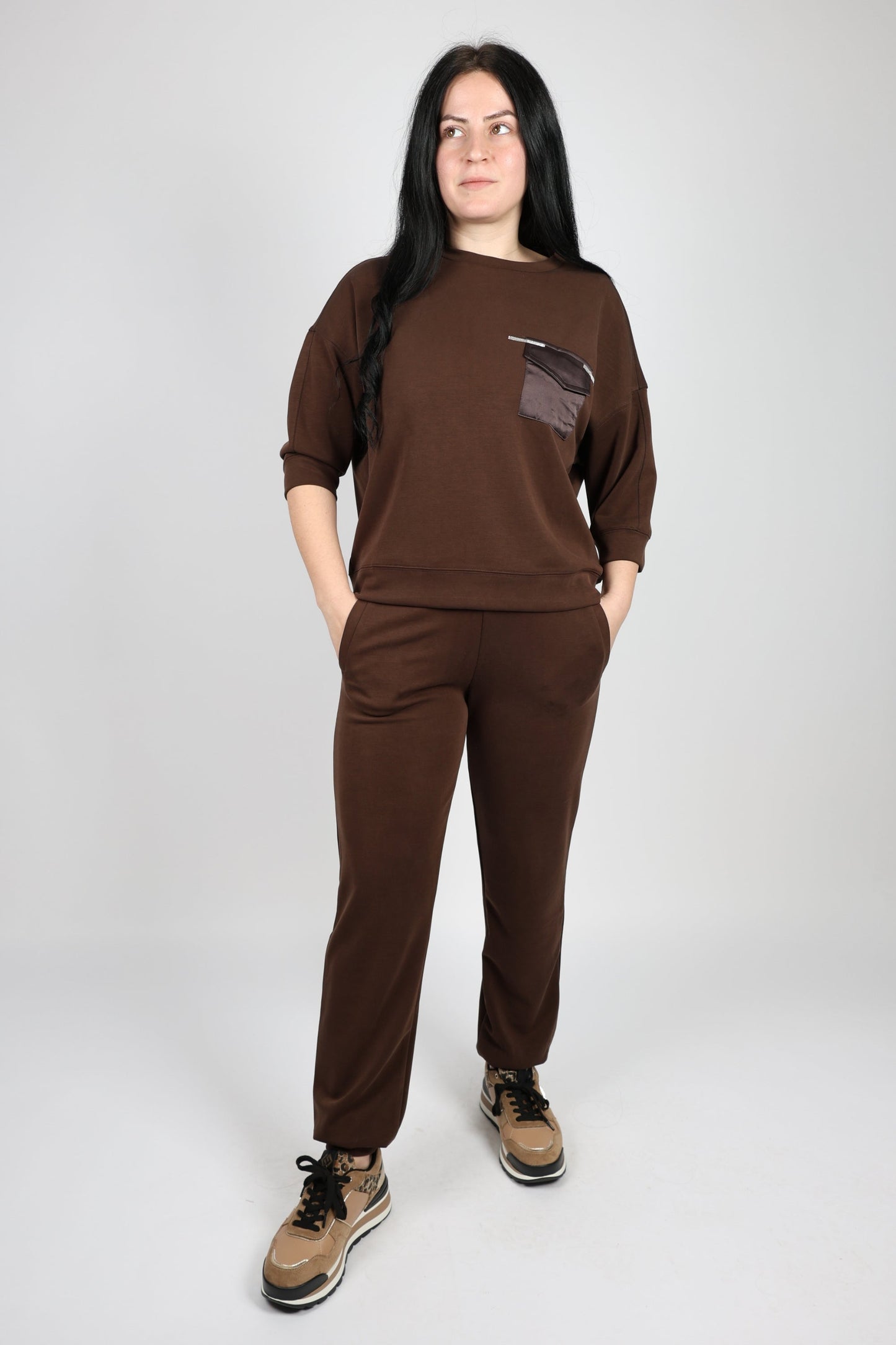Дамски Комплект от 2 Части, Зелен, Кафяв, Бял & Бежов Roberto Fashion Store Set S Brown
