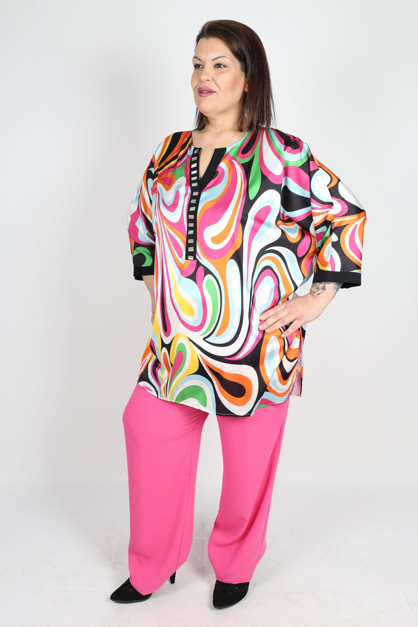 Дамски Комплект от 2 части, Зелен & Розов Roberto Fashion Store Set RBRF1803SETMLTICOL - 3 Pink 44 EU