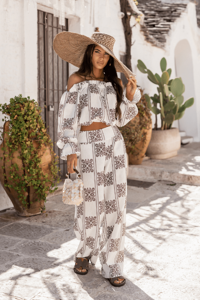 Дамски ленен комплект - Ricamo, кафяво (MIA) LaBalancia Roberto Fashion Store Set 5907378522118 M/L