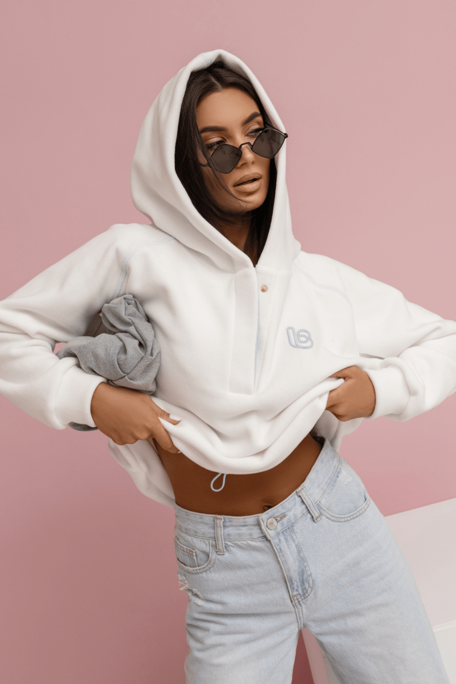 Дамски памучен суитшърт LOOM – Модерен модел в екрю със светлосини акценти LaBalancia Roberto Fashion Store Shirt 5907378519477 UNI