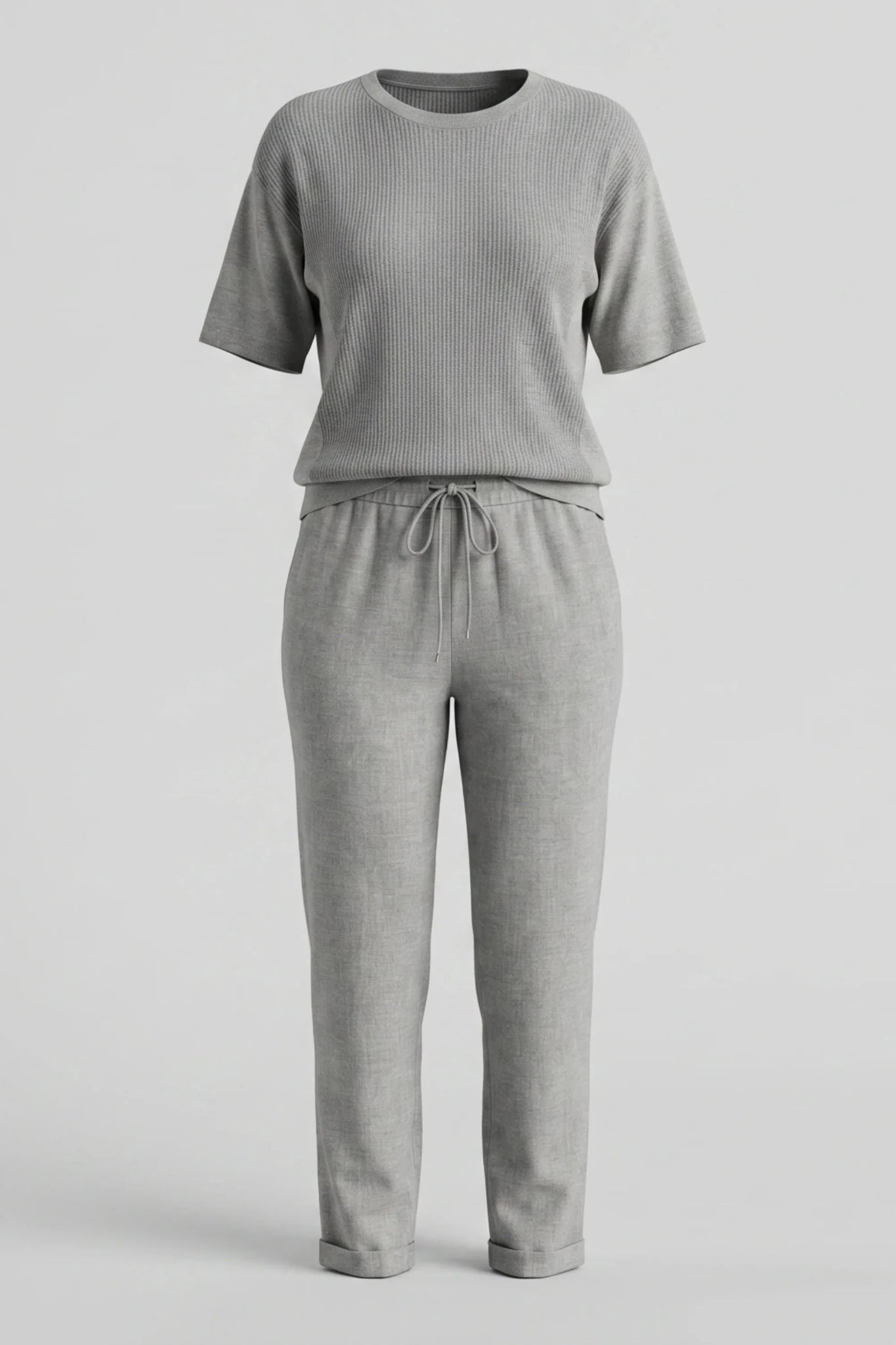 Дамски вискозен плетен комплект 2 в 1 Roberto&Co - сиво Roberto&Co Roberto Fashion Store Set MLI0907SETGRYKNI-42 42