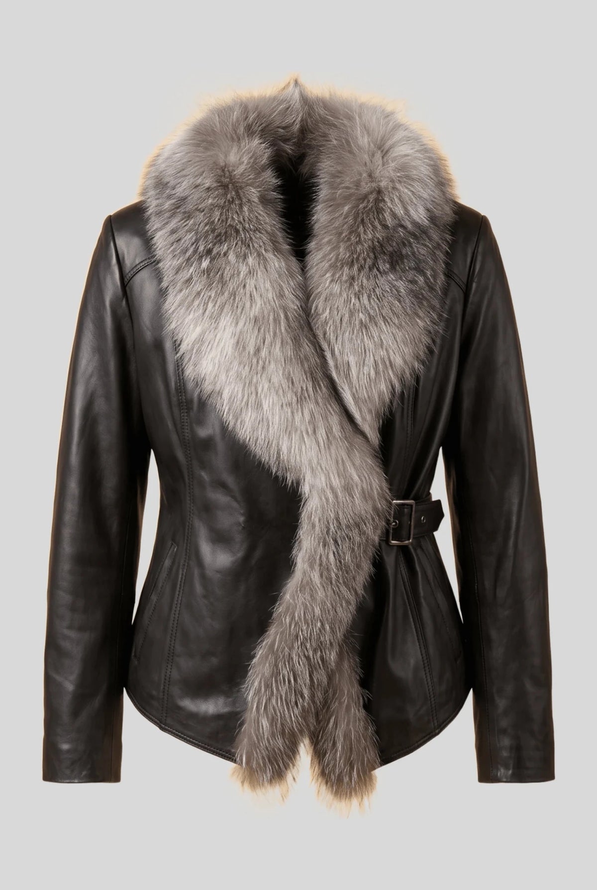 Дамско кожено яке Capodanno с яка от естествен косъм, черно - размери XS-XL Roberto&Co Roberto Fashion Store Jacket LEA3112JCKBLKFUR-M XS