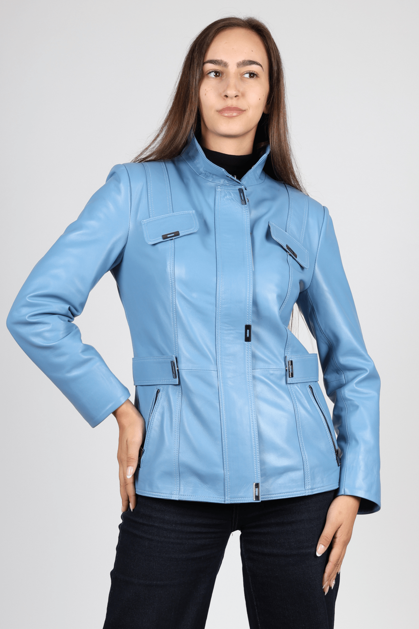 Women's Leather Jacket, Blue