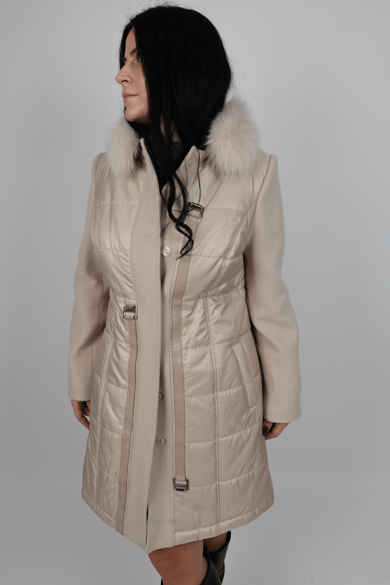 Дамско Палто, Бежов, Зелен & Кафяв Roberto Fashion Store Coat BLROB319 36 EU Beige
