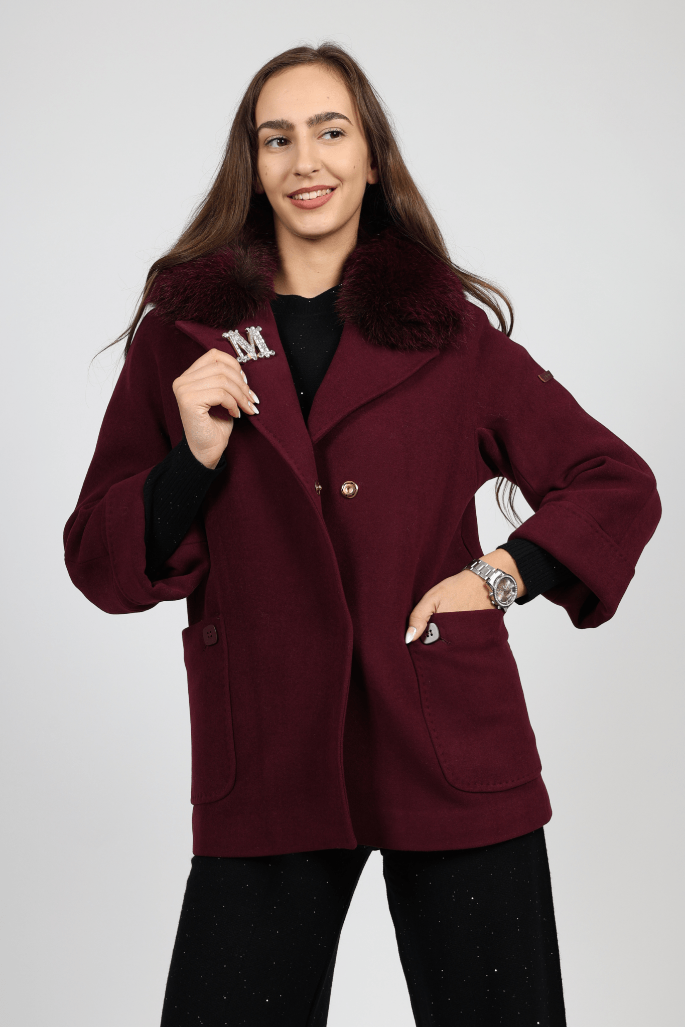 Women's Coat, Burgundy