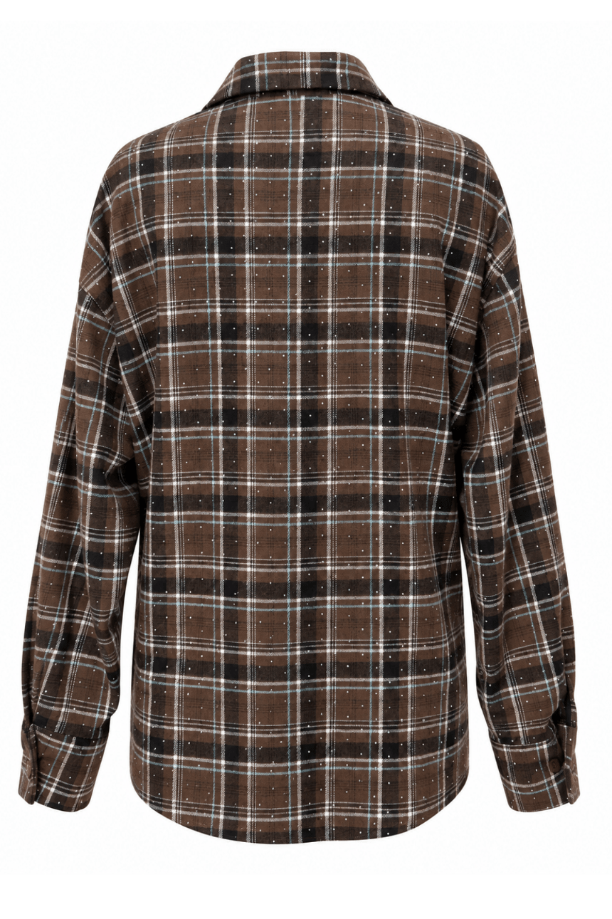 Cămașă din flanel BLINK în maro și albastru deschis, 95% bumbac și 5% elastan, mărime universală LaBalancia Roberto Fashion Store One piece 5907378528547 UNI