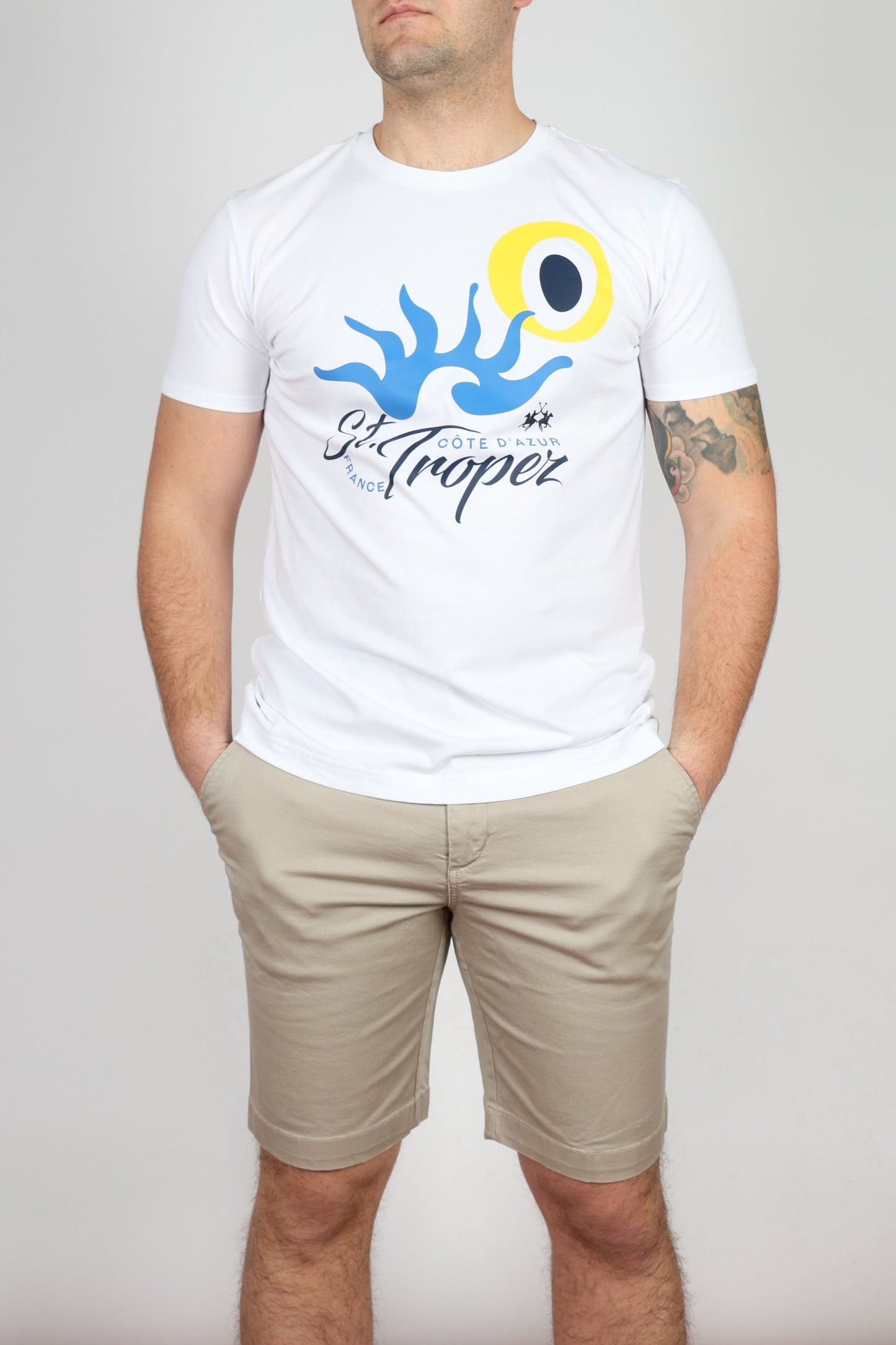 Мъжка Тениска, Син & Бял Roberto Fashion Store T-shirt YMR317JS39507017 White S