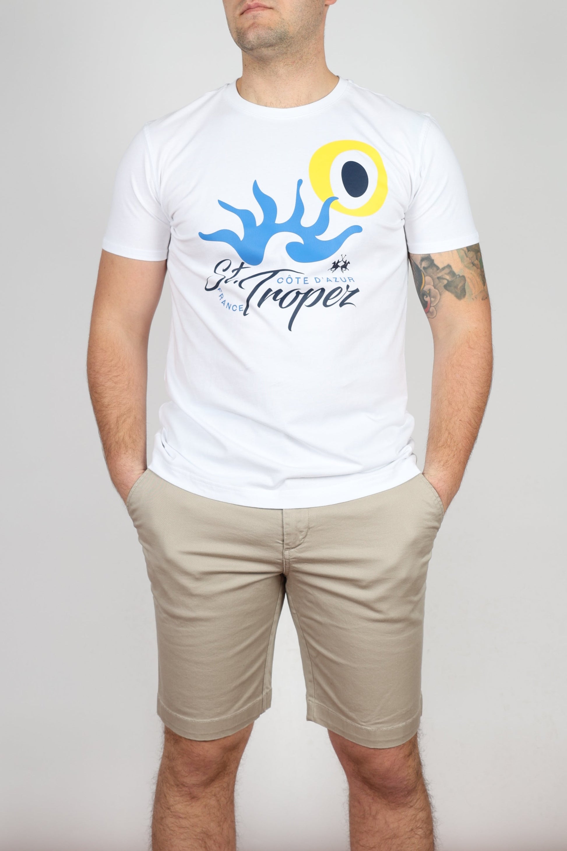 Мъжка Тениска, Син & Бял Roberto Fashion Store T-shirt YMR317JS39507017 White S