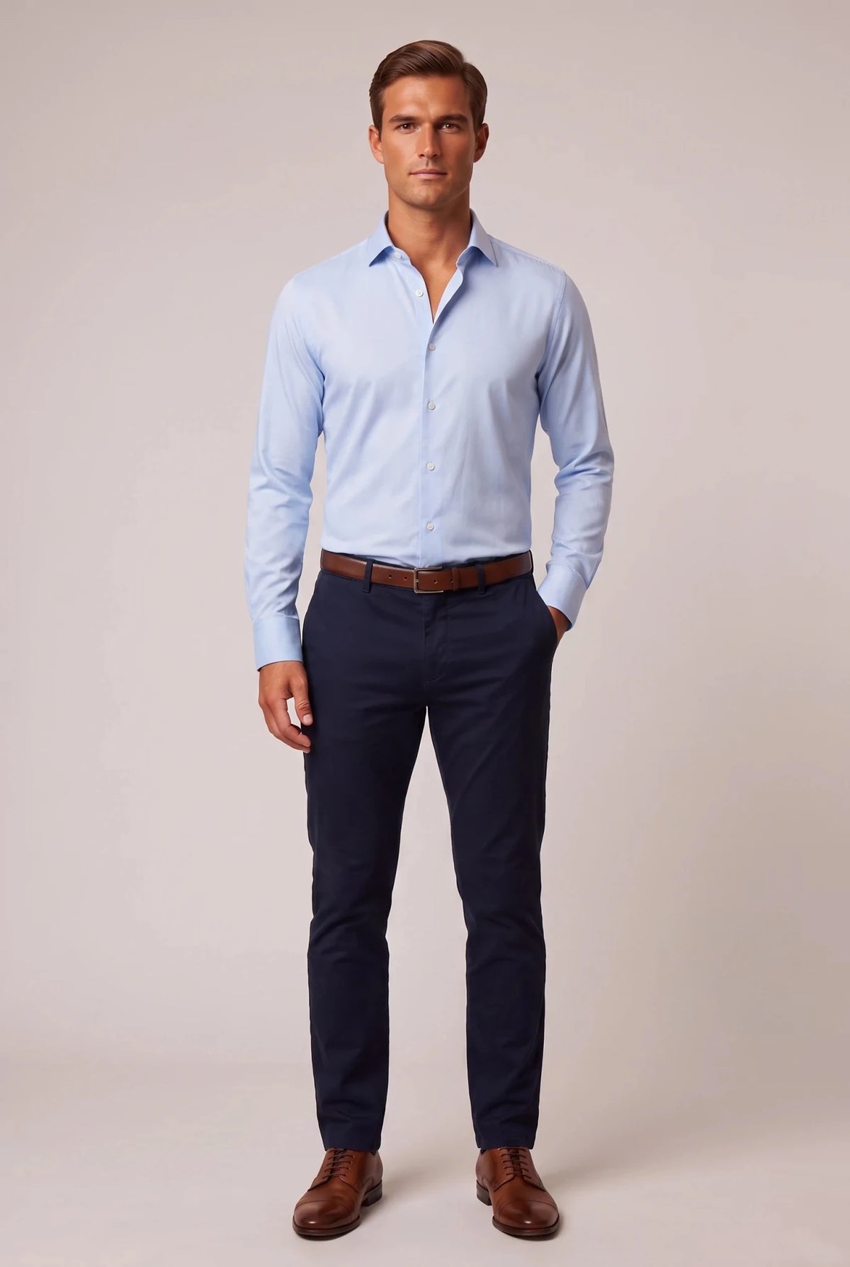 Мъжка еластична риза от бамбукова вискоза - Небесносин Boston Roberto Fashion Store T-shirt MAY83300403-39 39