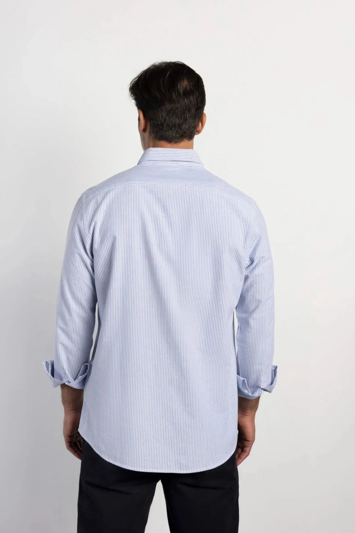 Gestreiftes Oxford-Herrenhemd – tintenblau Boston Roberto Fashion Store T-Shirt MAY83201424-S S