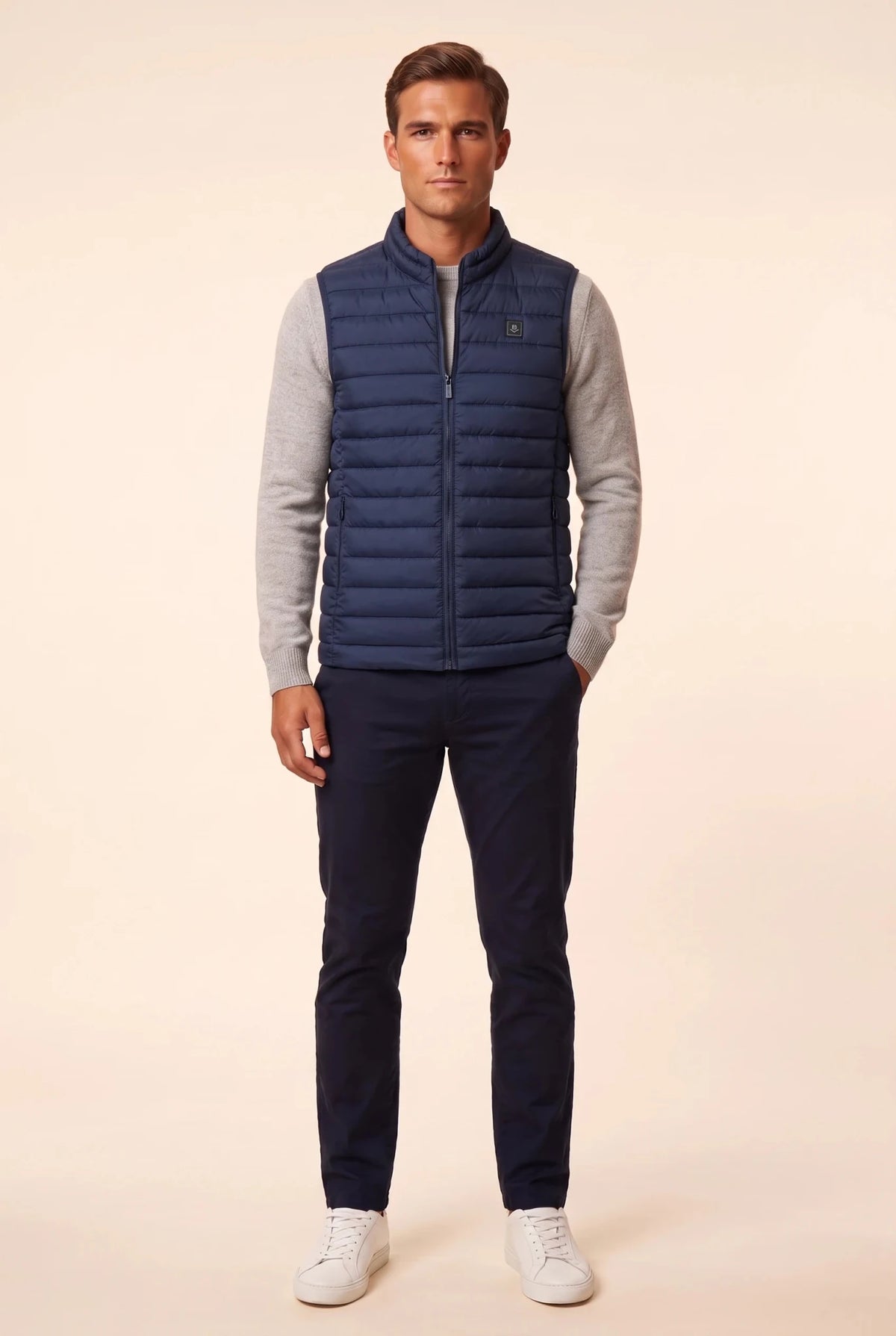 Мъжки лек ватиран елек Boston - тъмносин Boston Roberto Fashion Store Sweater MAY83630400-S S