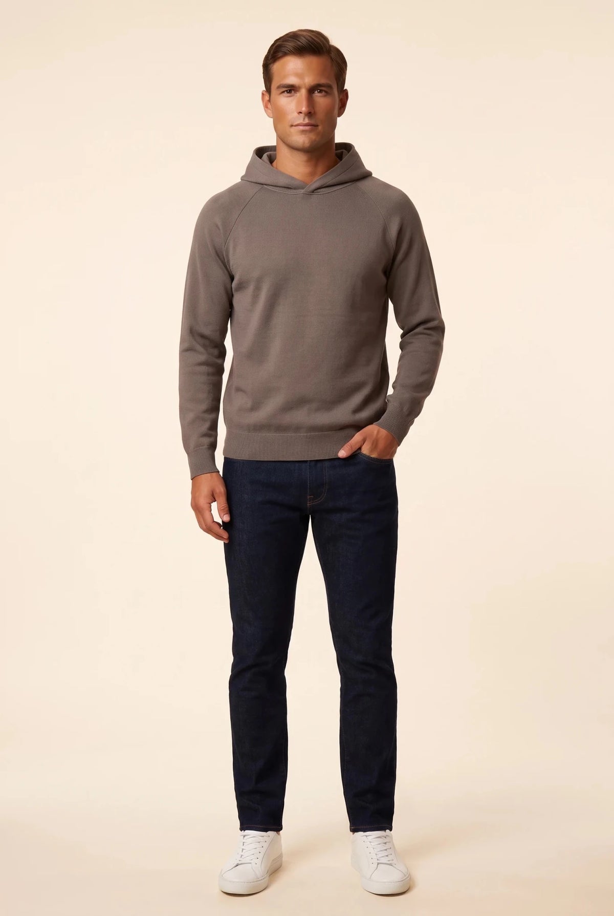 Мъжки пуловер с качулка Boston Valencia - мока Boston Roberto Fashion Store Sweater MAY83409317-S S