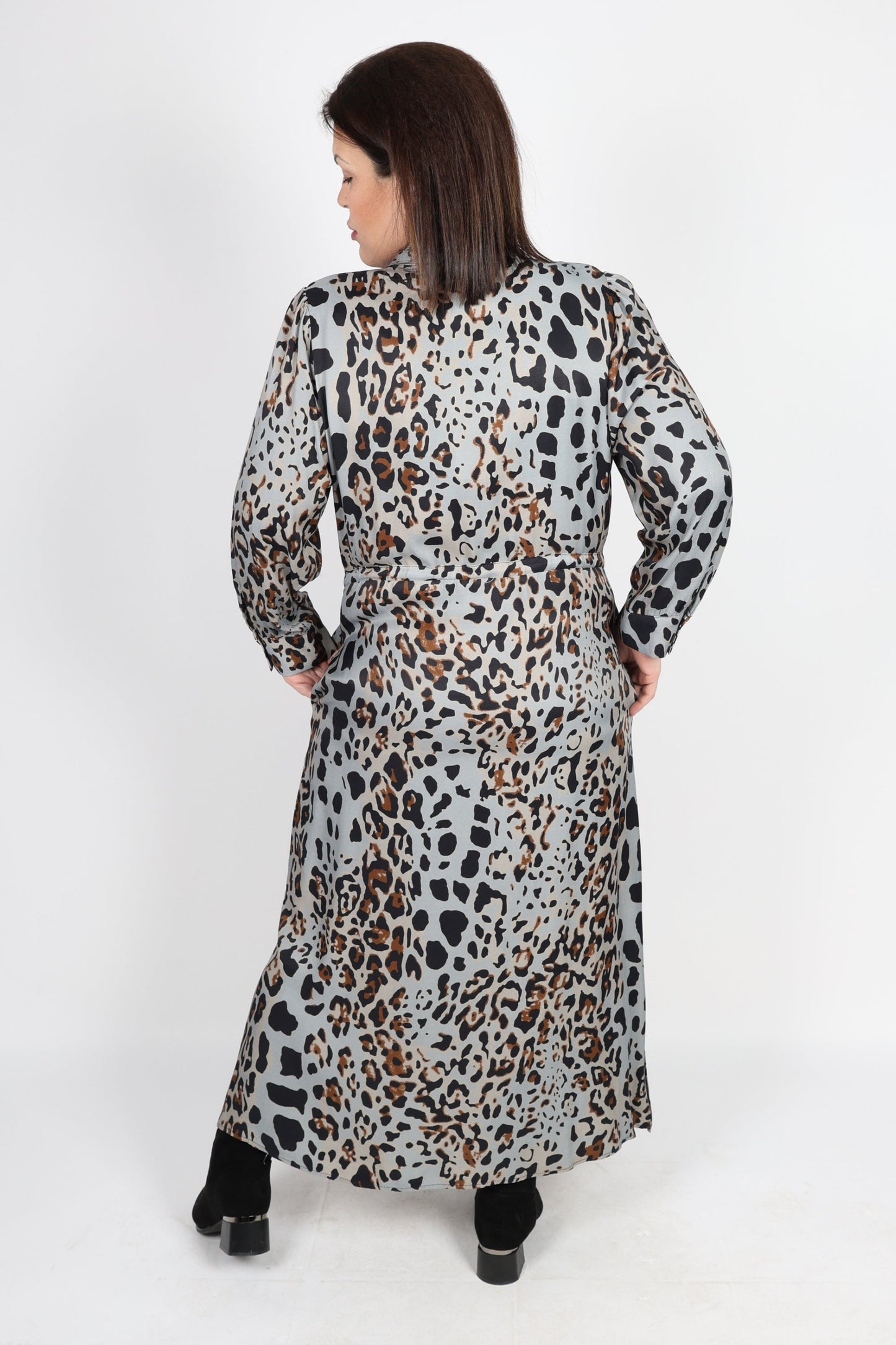 Рокля, Сив Roberto Fashion Store Dress RBRF1803LEODRSS5XL Gray 5XL