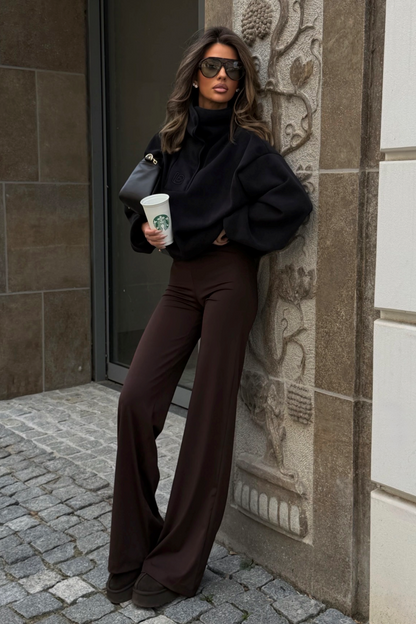 ASPEN fleece sweatshirt in black, 95% cotton and 5% elastane, one size