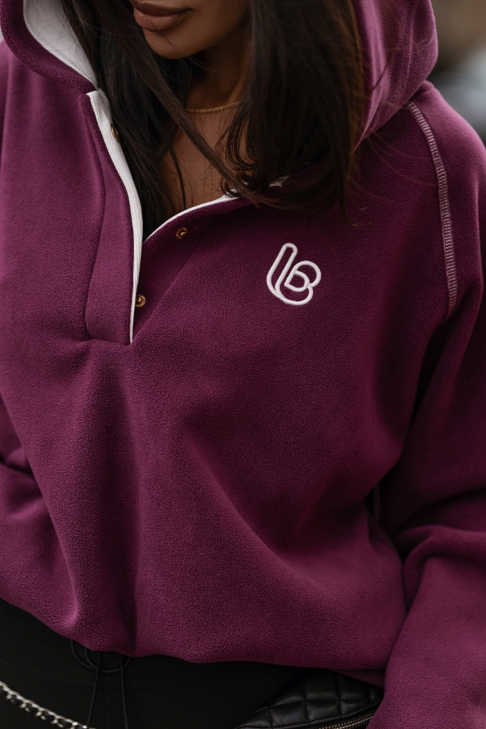 Поларена блуза LOOM - слива и светло розово