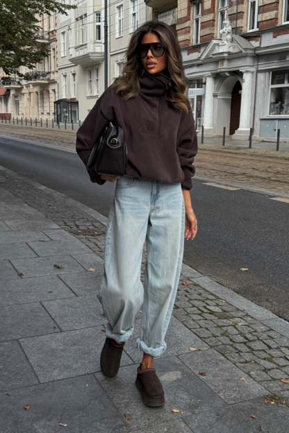 ASPEN women's sweatshirt in brown, universal size UNI, 95% cotton and 5% elastane