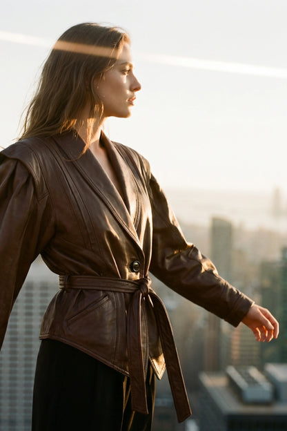 Дамско яке "Valere" от 100% агнешка кожа (Напа) – Елегантност и стил с колан