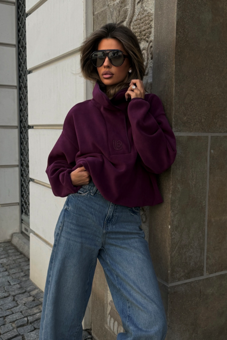 ASPEN women's sweatshirt in cotton and elastane, plum color, one size (UNI)