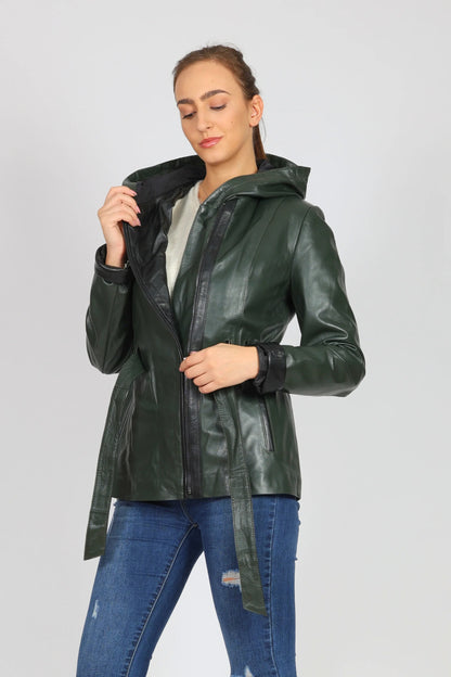Women's Leather Jacket, Green