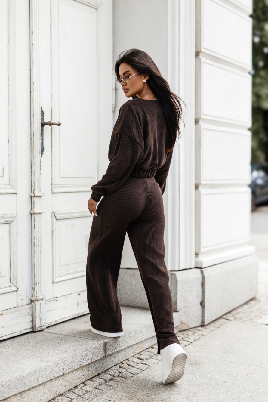 Дамски комплект MEGGI от шнур, кафяв