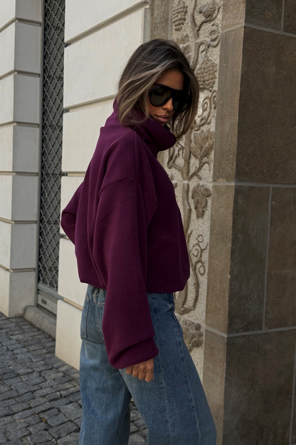 ASPEN women's sweatshirt in cotton and elastane, plum color, one size (UNI)