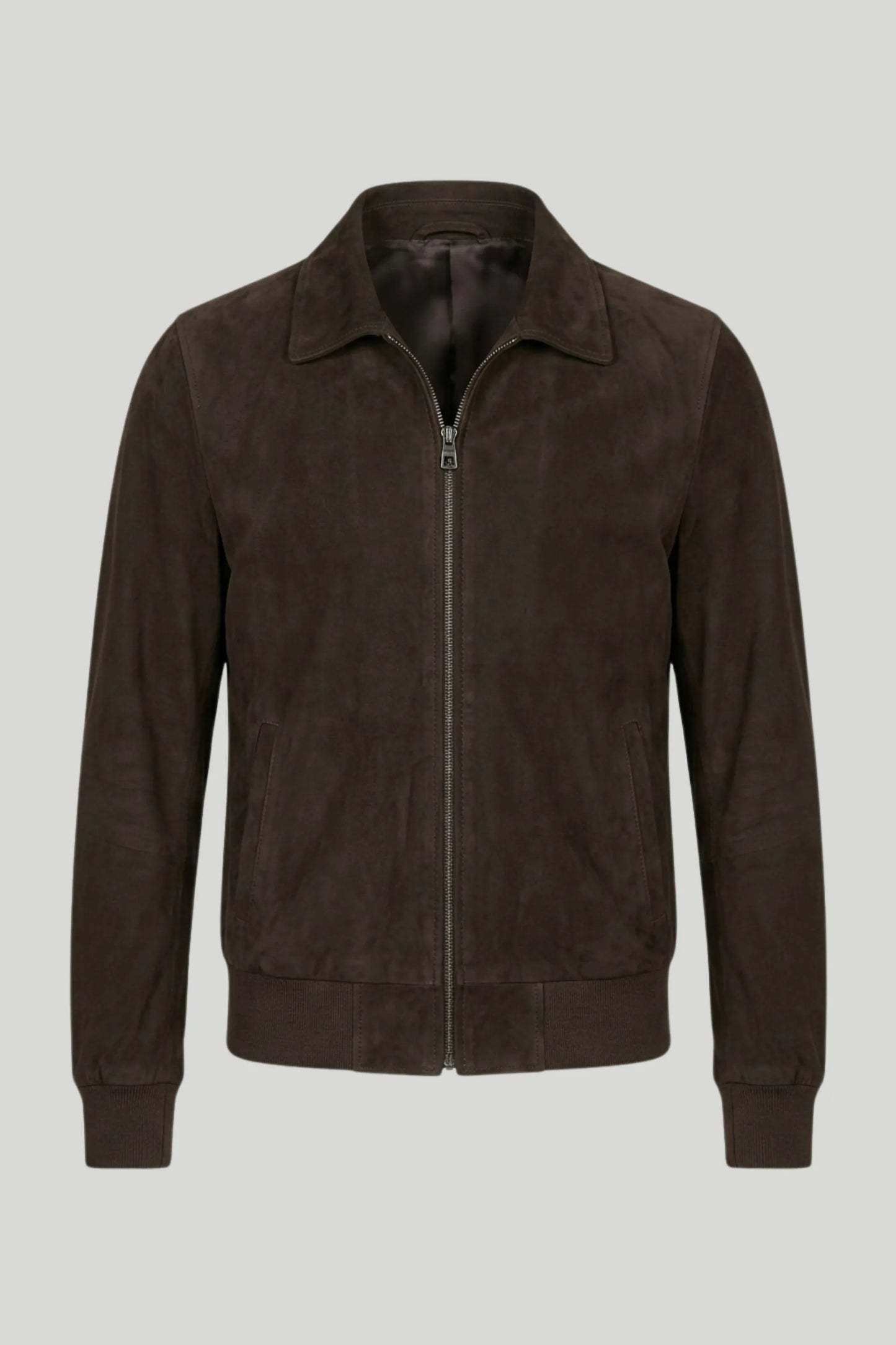Men's "Matteo" genuine suede jacket, earthy brown — Plus Size 3XL-8XL