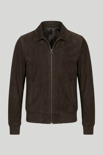 Men's "Matteo" genuine suede jacket, earthy brown — Plus Size 3XL-8XL