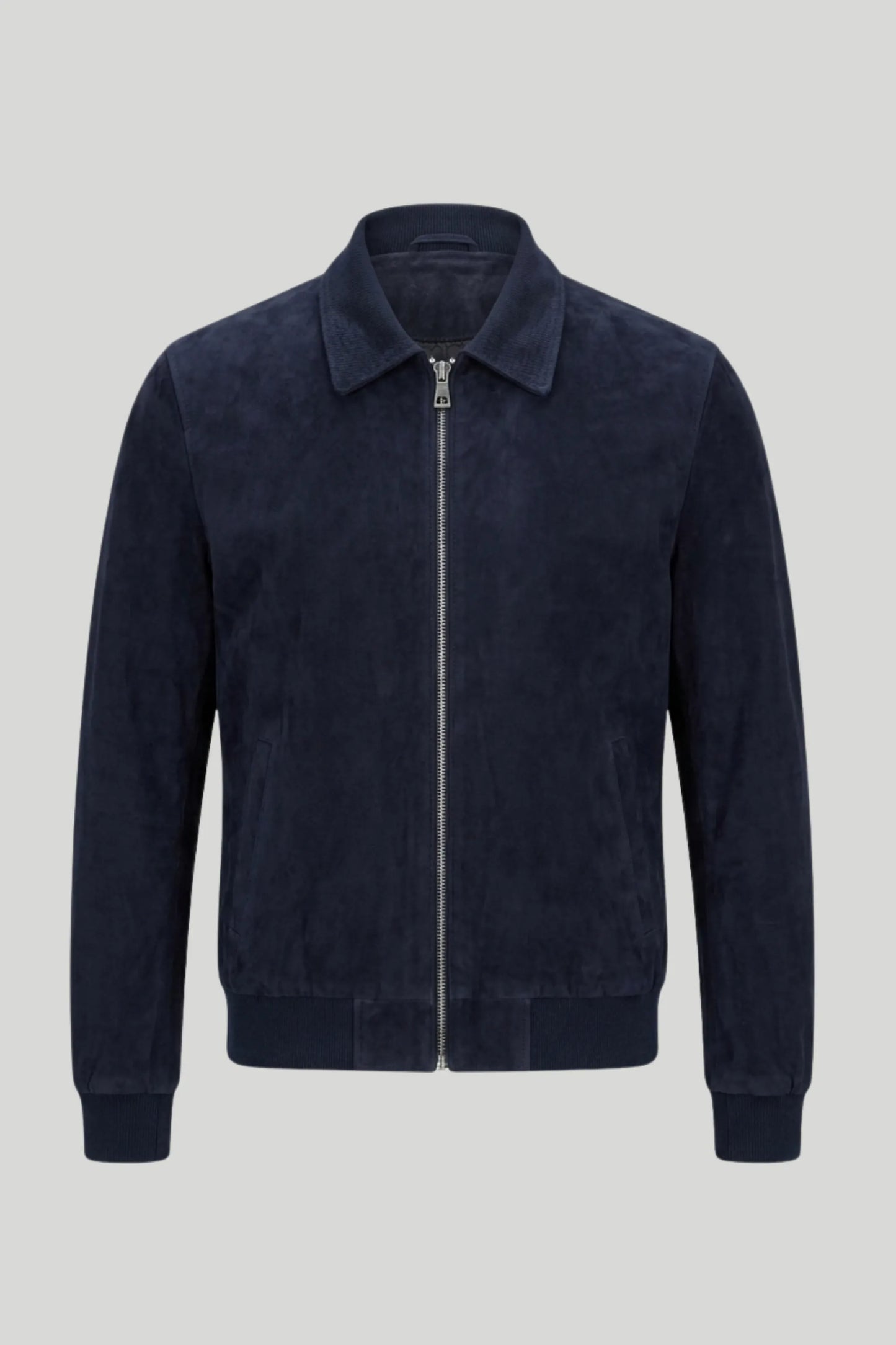 Men's Suede Jacket "Matteo", Navy Blue — Plus Size 3XL-8XL