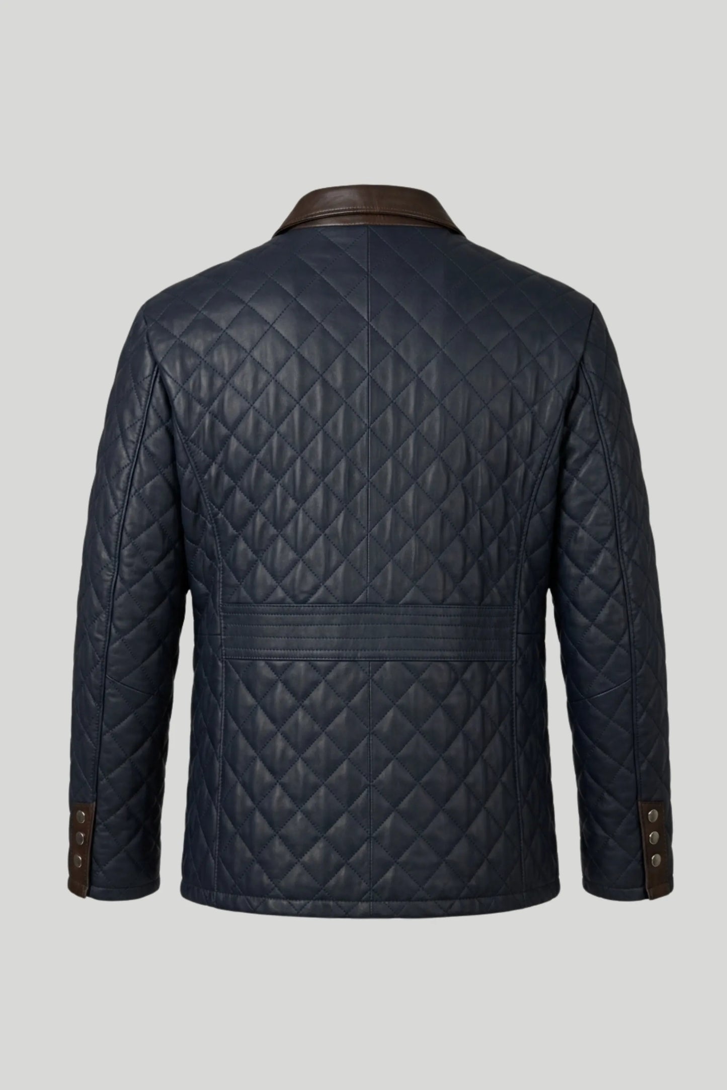 "Cavallero" Men's Genuine Leather Jacket, Blue — classic slim fit — sizes XS-2XL