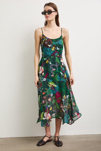 Women's dark green dress with "Mizuki" blouse set