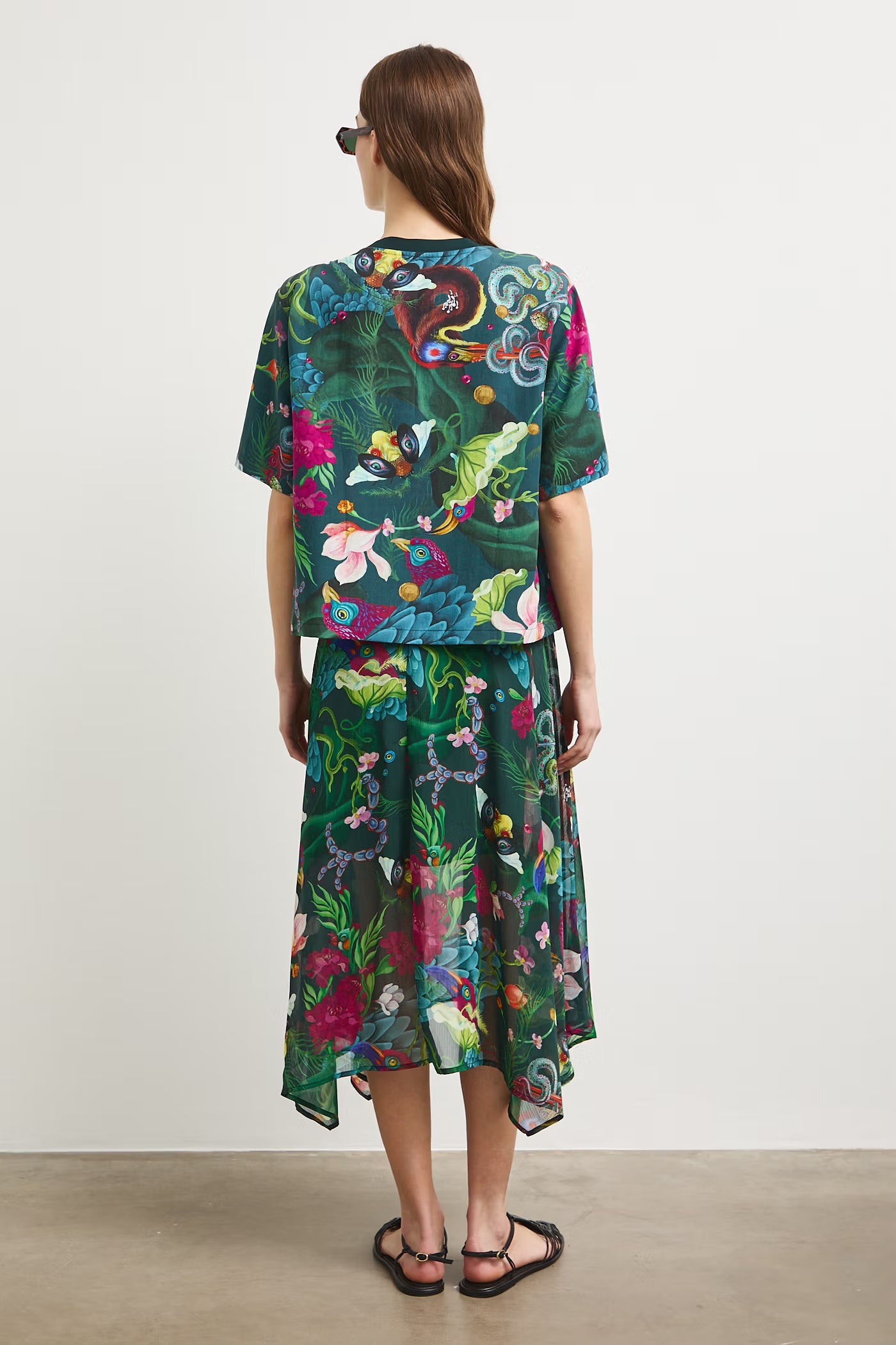 Women's dark green dress with "Mizuki" blouse set