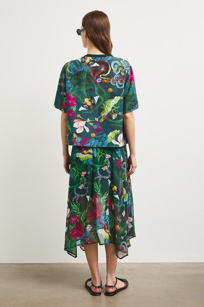 Women's dark green dress with "Mizuki" blouse set