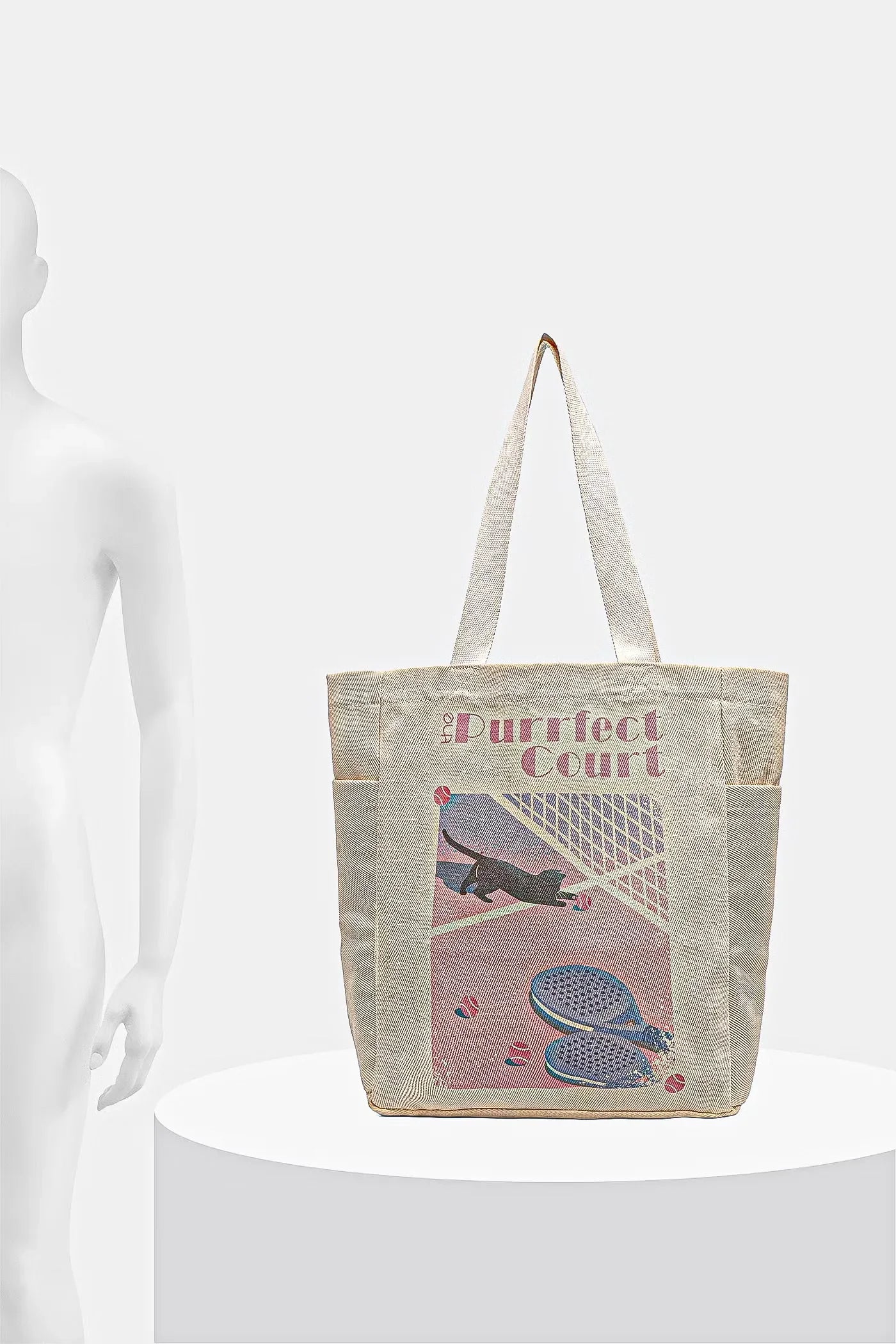 Дамска памучна текстилна чанта шопър с щампа - снимка 6