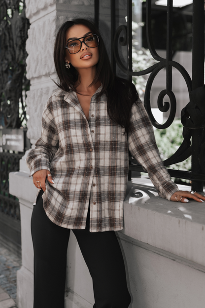 BLINK flannel shirt in beige, one size, 95% cotton and 5% elastane