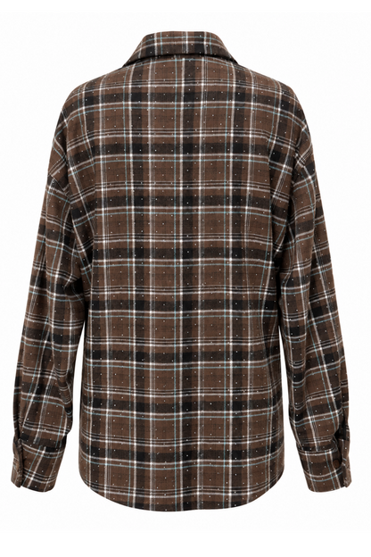 BLINK flannel shirt in brown and light blue, 95% cotton and 5% elastane, one size