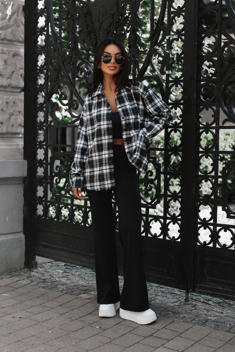 Unisex flannel plaid shirt BLINK – black and white
