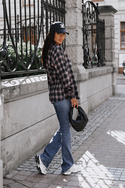 Women's flannel shirt BLINK in black and pink