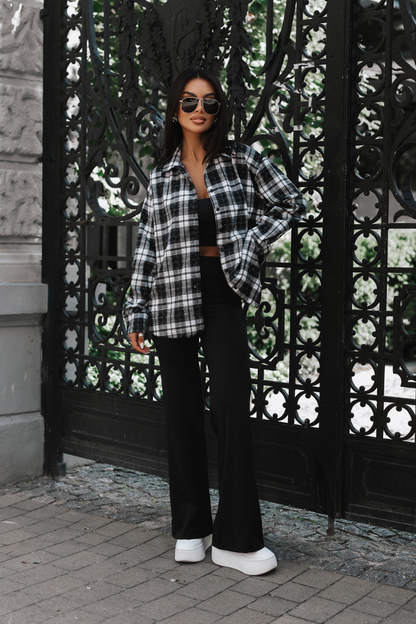 Unisex flannel plaid shirt BLINK – black and white