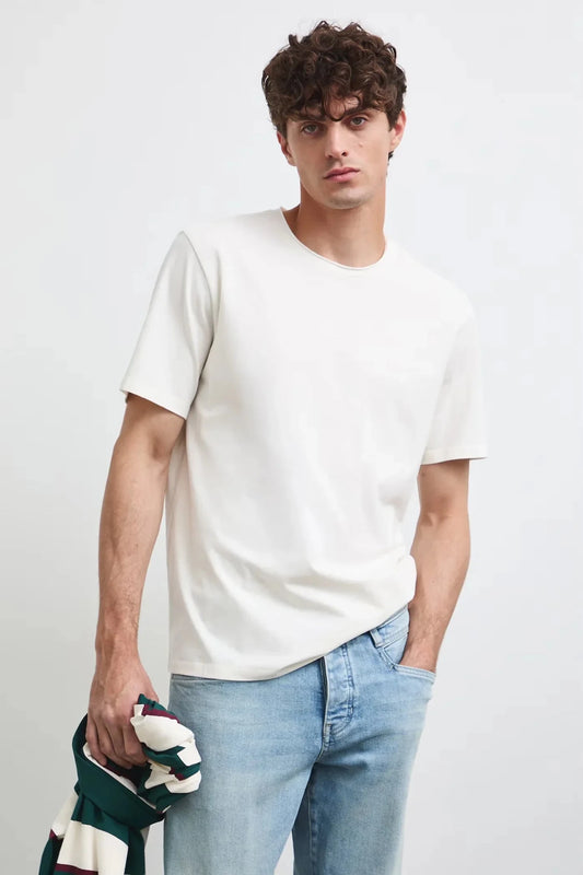 Бежова мъжка базова тениска от памук с еластан Medicine Roberto Fashion Store T-shirt RW26-TSM013-01X-M M