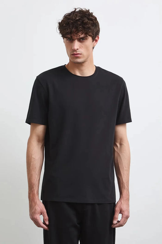 Черна мъжка базова тениска от памук с еластан Medicine Roberto Fashion Store T-shirt RW26-TSM013-99X-S S