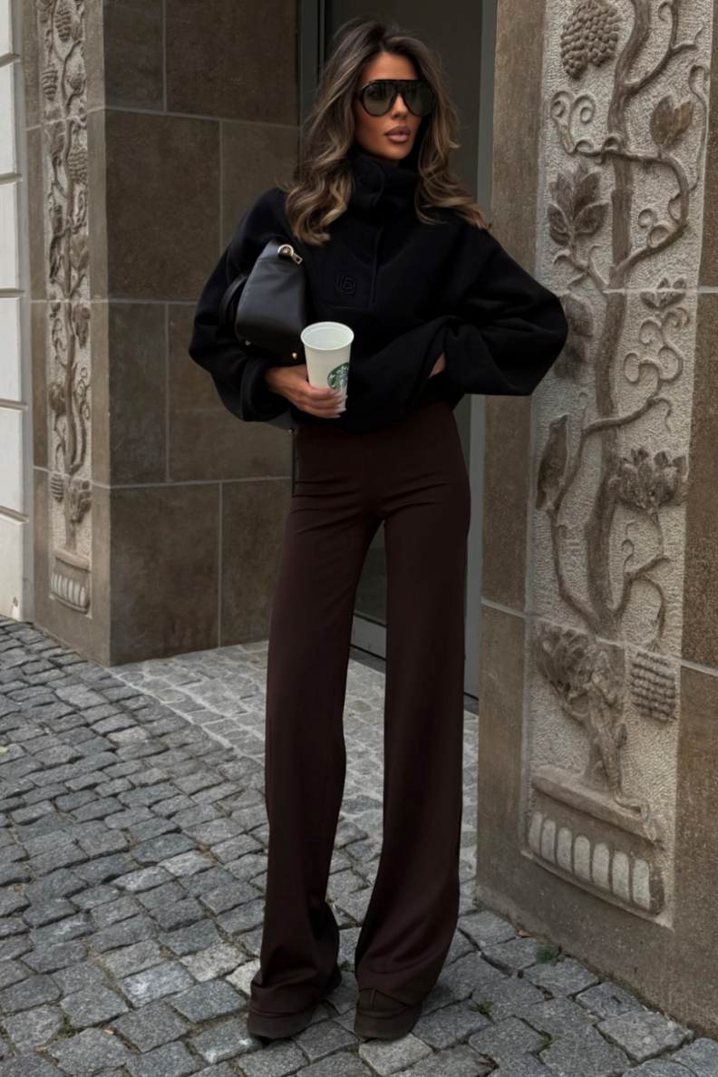 ASPEN fleece sweatshirt in black, 95% cotton and 5% elastane, one size