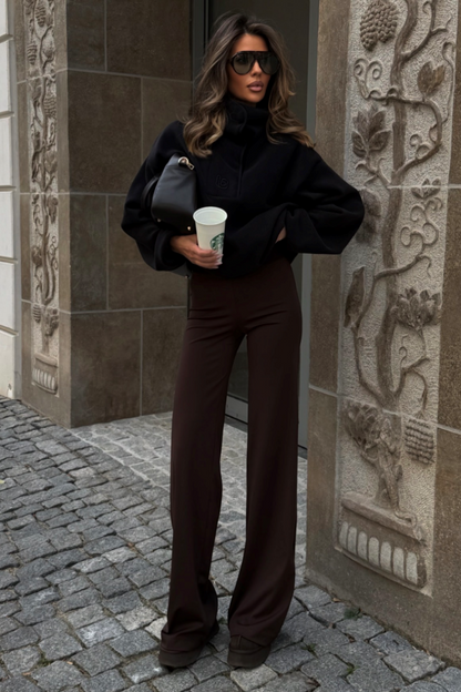 ASPEN fleece sweatshirt in black, 95% cotton and 5% elastane, one size